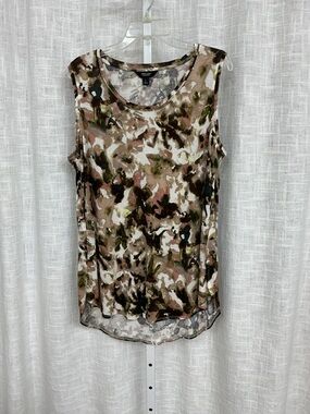 Simply Vera Vera Wang Olive Multi Print Sleeveless Tank